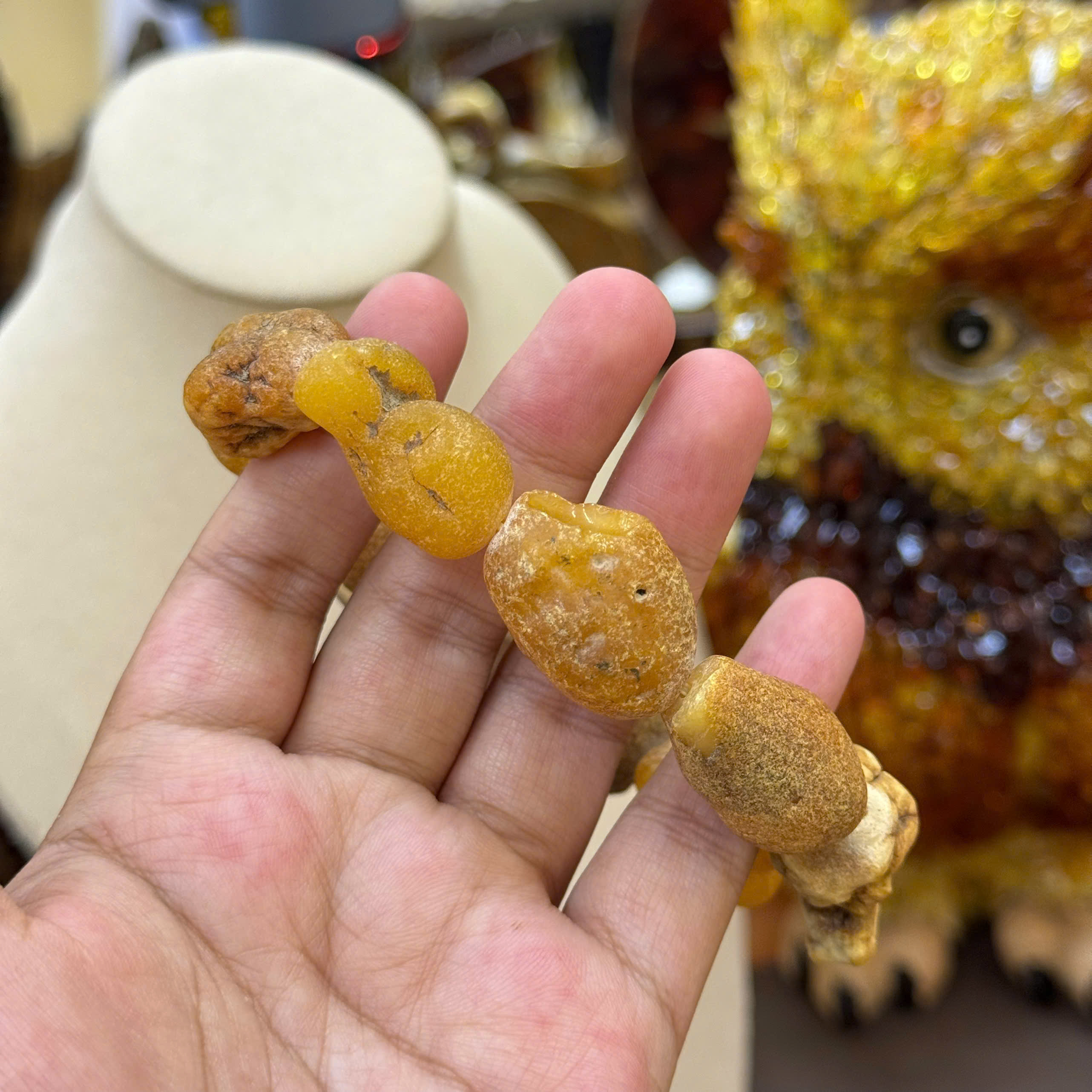 Lắc Tay Hổ Phách Mộc Bạch Giọt Da Khoáng Nam Nữ - Mã 3661_thumbnail_2