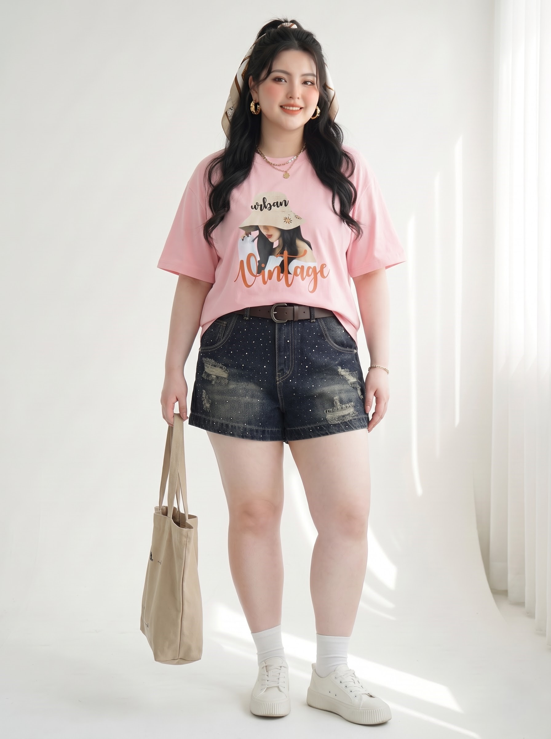 Quần Short Jean Lưng Thun Ép Đá Bigsize Phối Rách Wash Xám - Size 30–35 - Vừa 55–90kg - T-QSJ1334