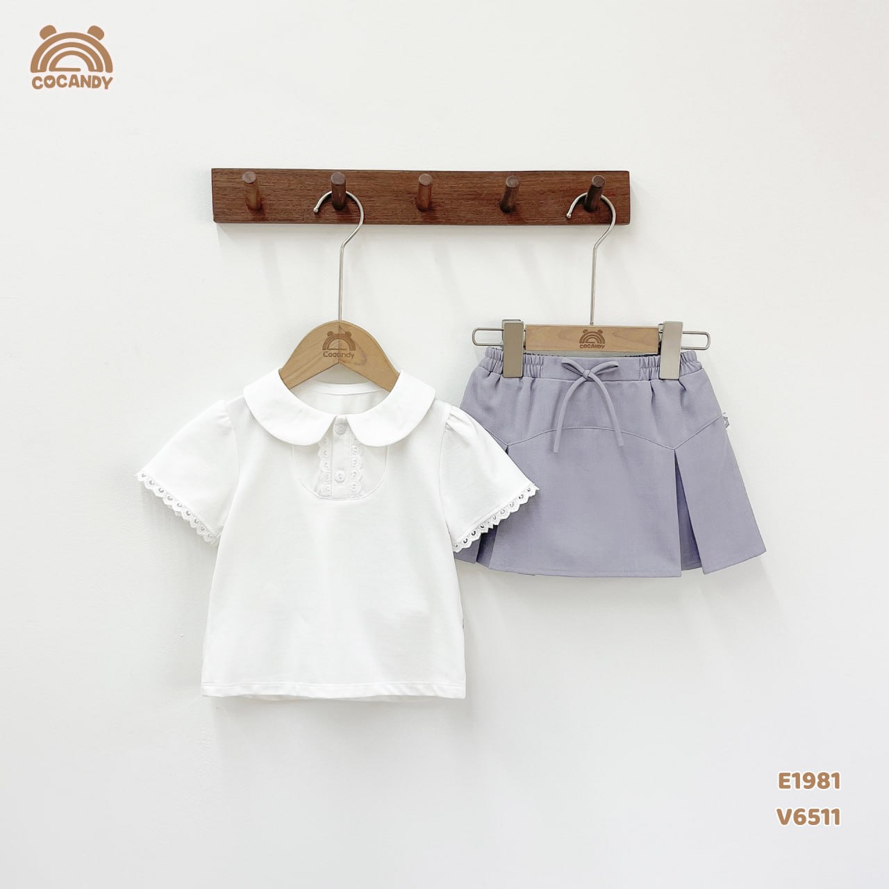 Áo cộc polo TRẮNG cổ sen tay phối ren