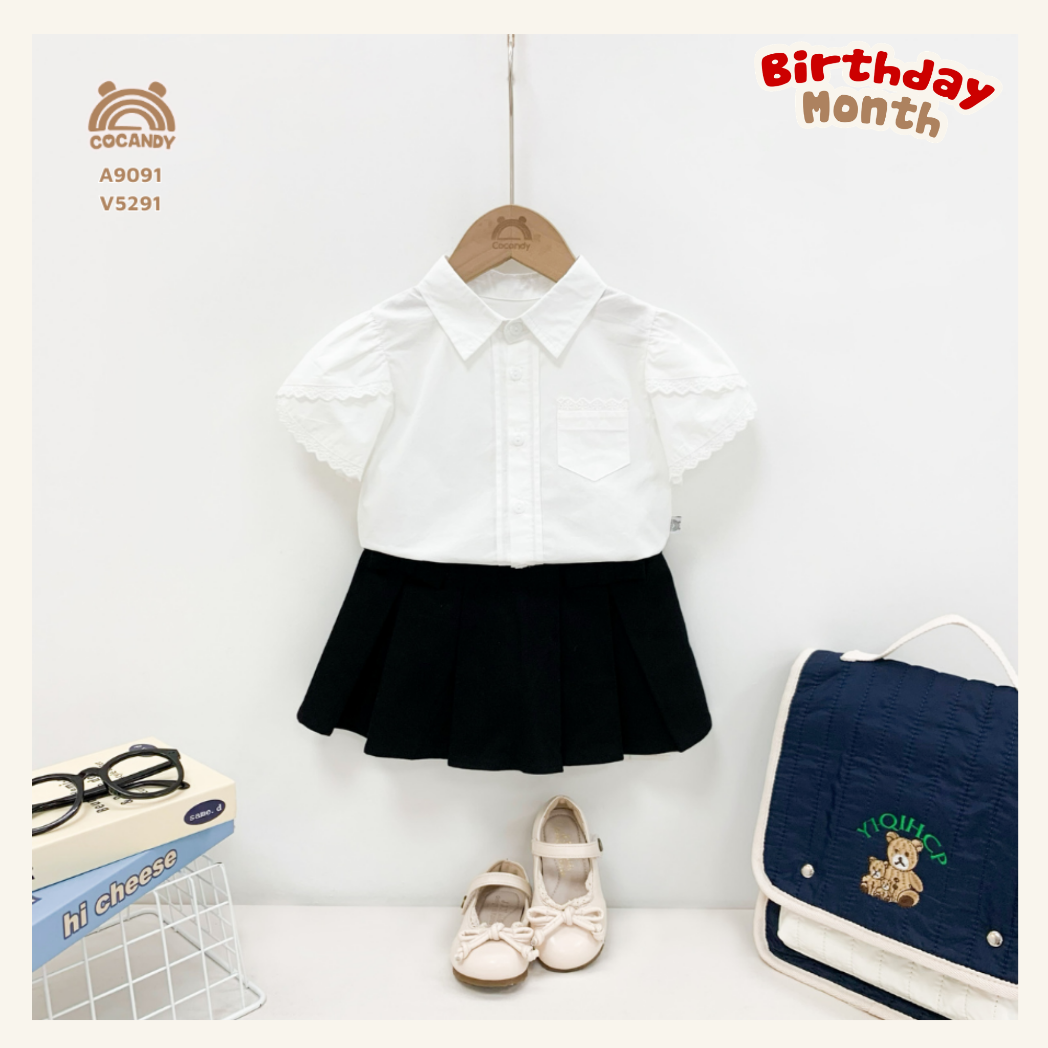 Chân váy ĐEN xếp ly 2 nơ
