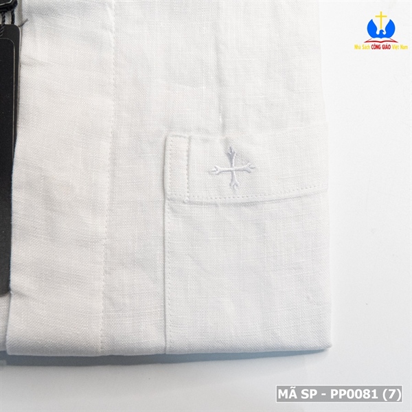 Áo sơ mi cổ côn ngắn tay size L màu trắng X 5C_thumbnail_1