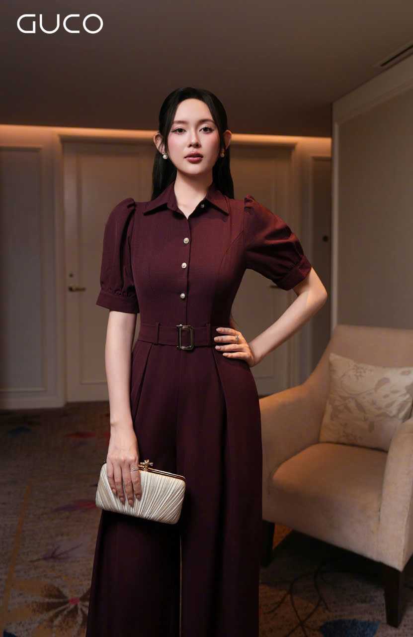 JUMPSUIT CỔ SƠ MI KÈM BELT - ĐÔ_thumbnail_1