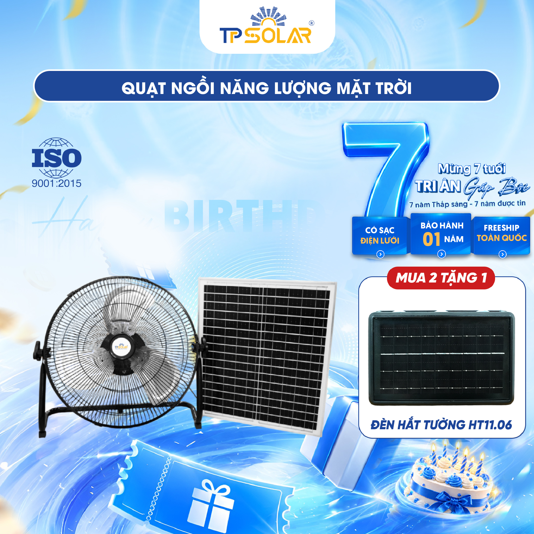 Quạt ngồi năng lượng mặt trời TP SOLAR QN01