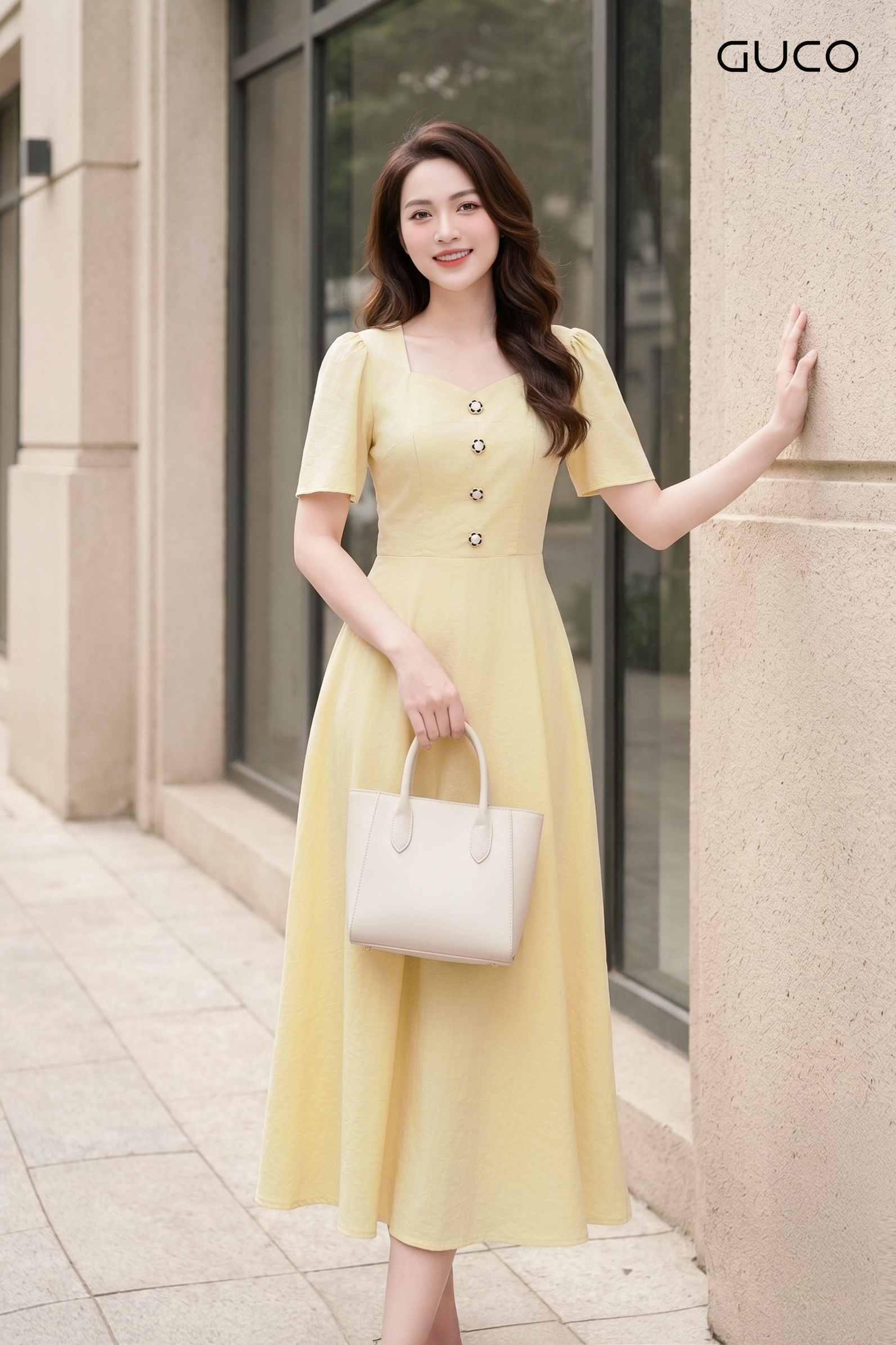 Đầm Maxi Vàng Nhạt Phong Cách Tiểu Thư_thumbnail_2