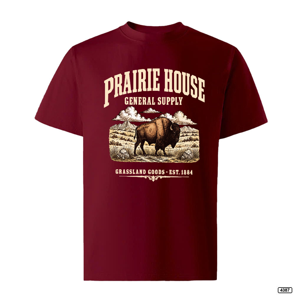 Áo thun nam Prairie House Buffalo form rộng vintage TeePrint 4387_thumbnail_18