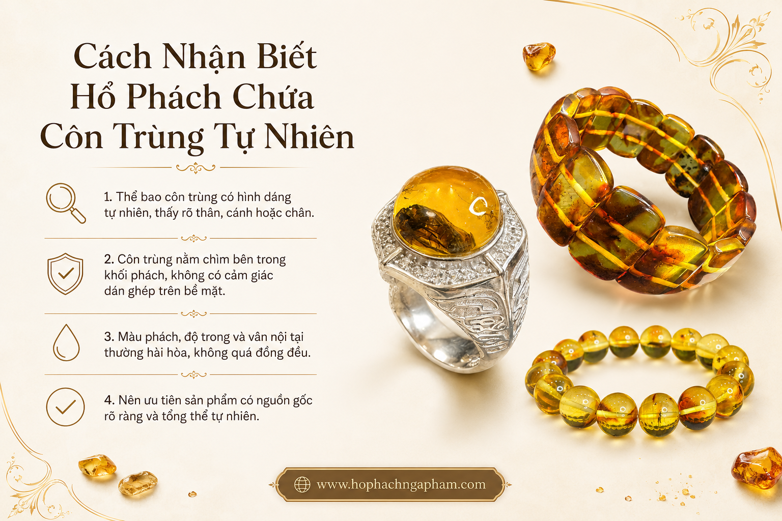 Cách Nhận Biết Hổ Phách Chứa Côn Trùng Tự Nhiên