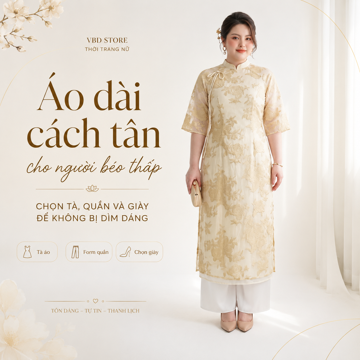 Áo Dài Cách Tân Cho Người Béo Thấp: Chọn Tà, Quần & Giày