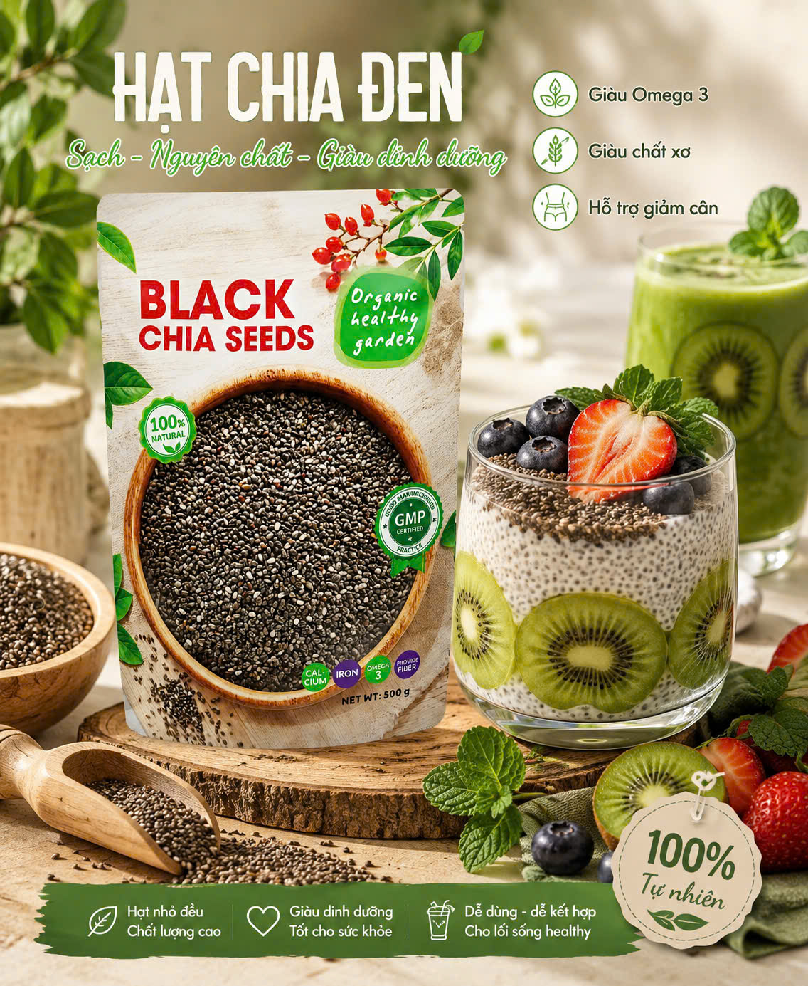 HẠT CHIA ĐEN ORGANIC HEALTHY GARDEN