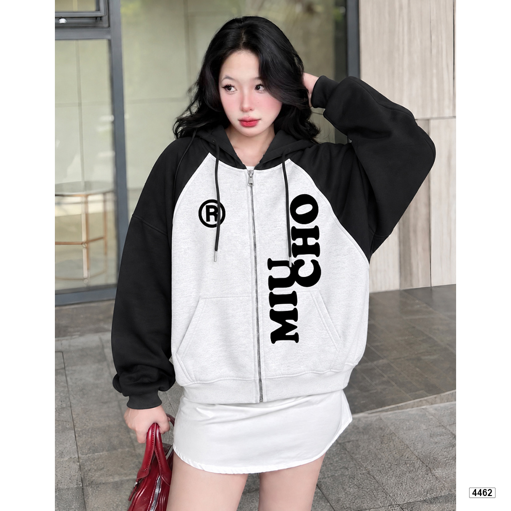 Áo khoác zip form rộng Miucho chất nỉ 2 da mềm mịn 4462_thumbnail_3