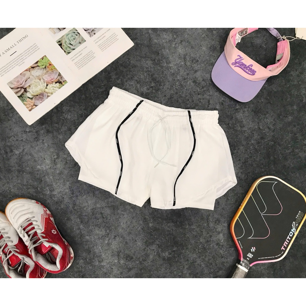 Quần Đùi Thể Thao Tập Gym Chạy Bộ Nữ Yumiisportswear Boxer 2Lớp Chạy Sọc Dáng Rộng Kèm Quần Bảo Hộ Chống Lộ Lưng Cao_thumbnail_2