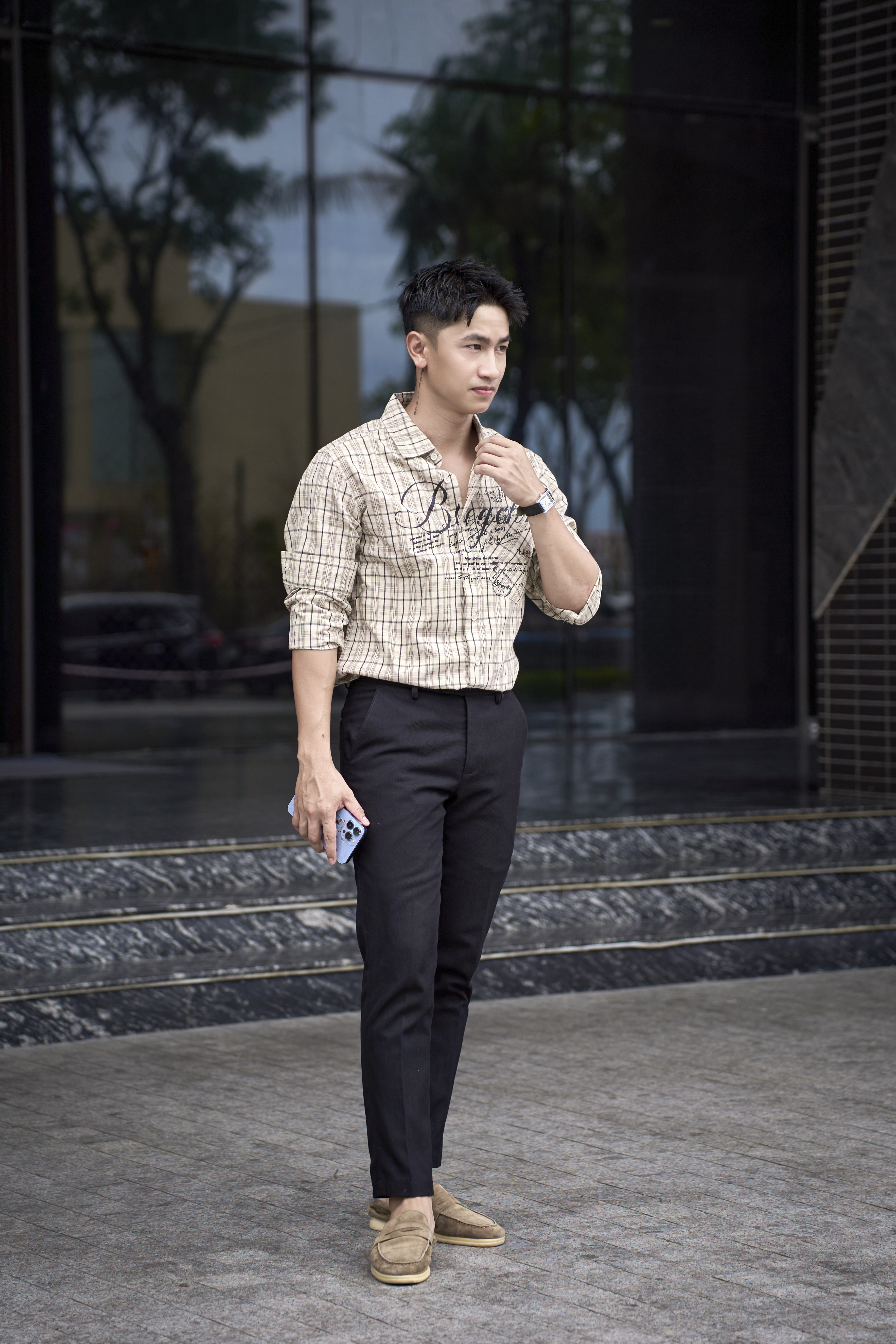 SA114 - Áo sơ mi nam kẻ caro in chữ phong cách streetwear dáng rộng_thumbnail_4