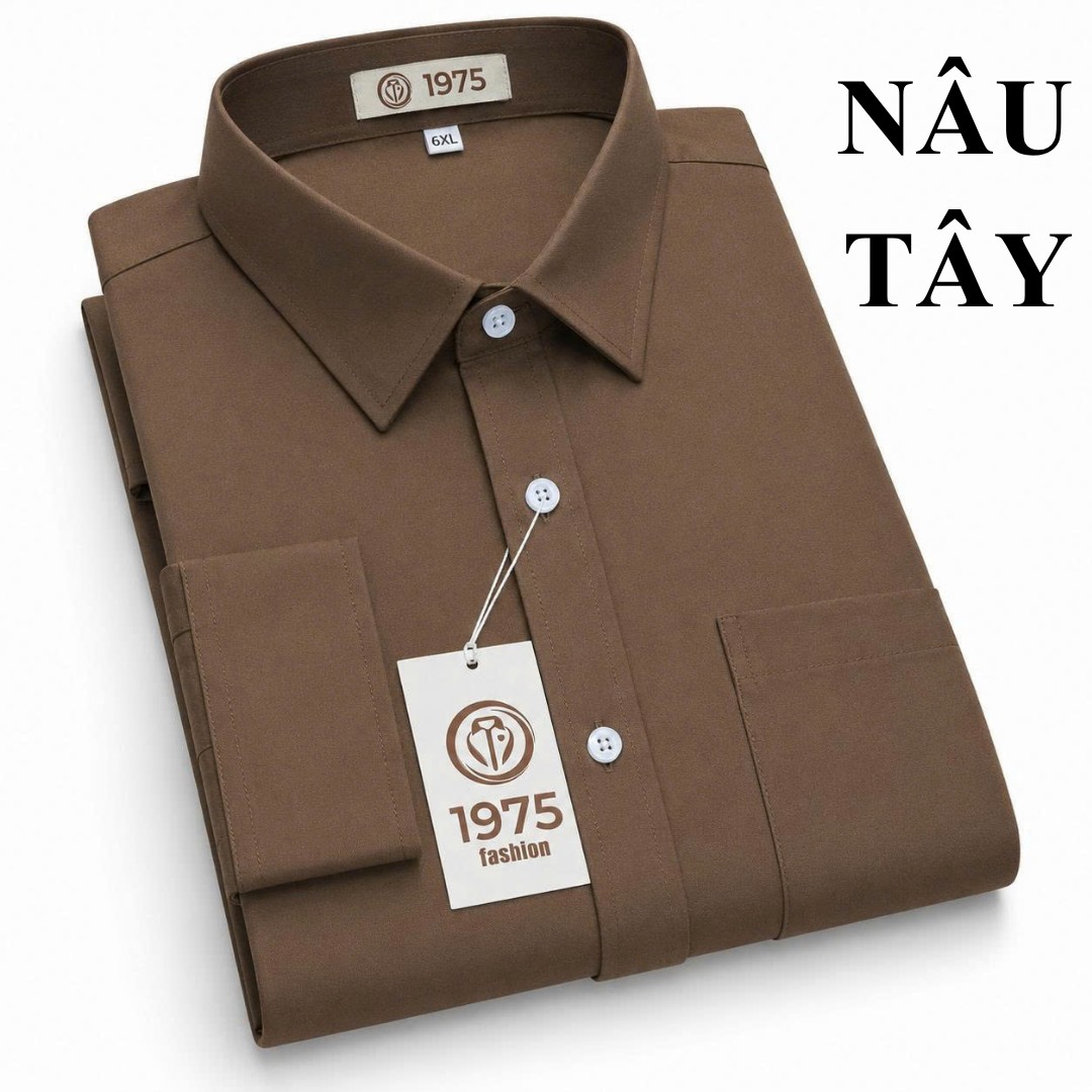ÁO SƠ MI NÂU TÂY DÀI TRƠN