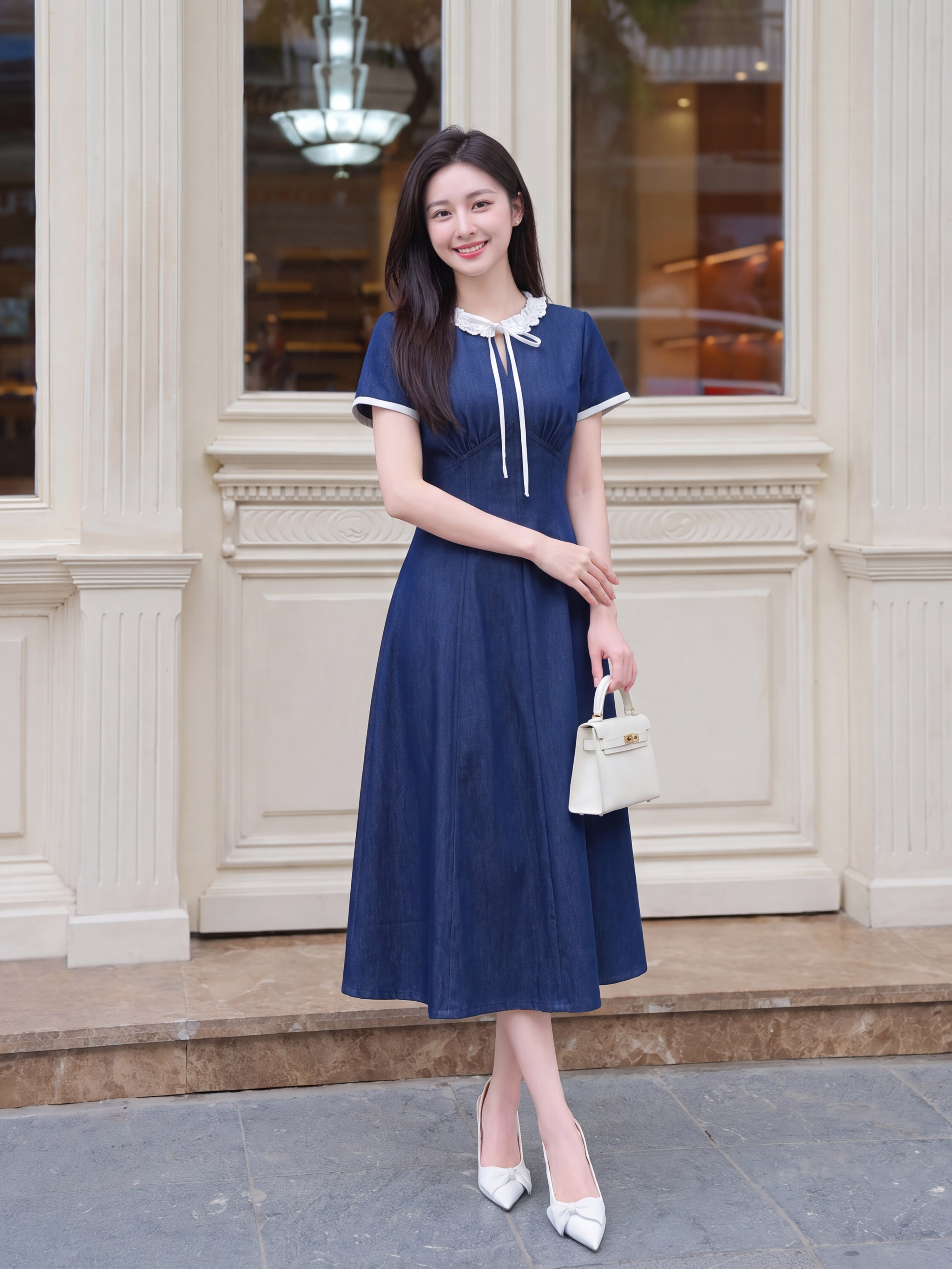 Váy denim cộc tay phối cổ 607008_thumbnail_4