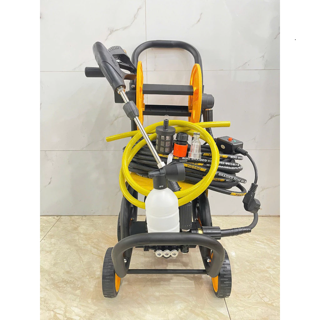 Máy rửa xe bán công nghiệp Kushima siêu mạnh, Dây dài 15m rửa xe, sửa sân, tưới rau- Có Rulo cuốn dây - Giá rẻ_thumbnail_8