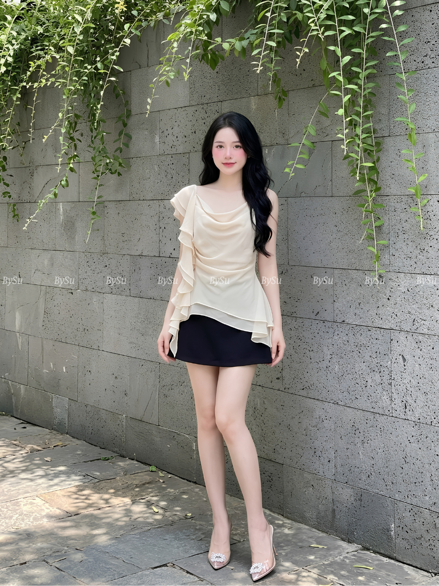 M38 - Set Áo Voan Tơ Cổ Đổ Kèm Chân Váy Cao Cấp_thumbnail_2