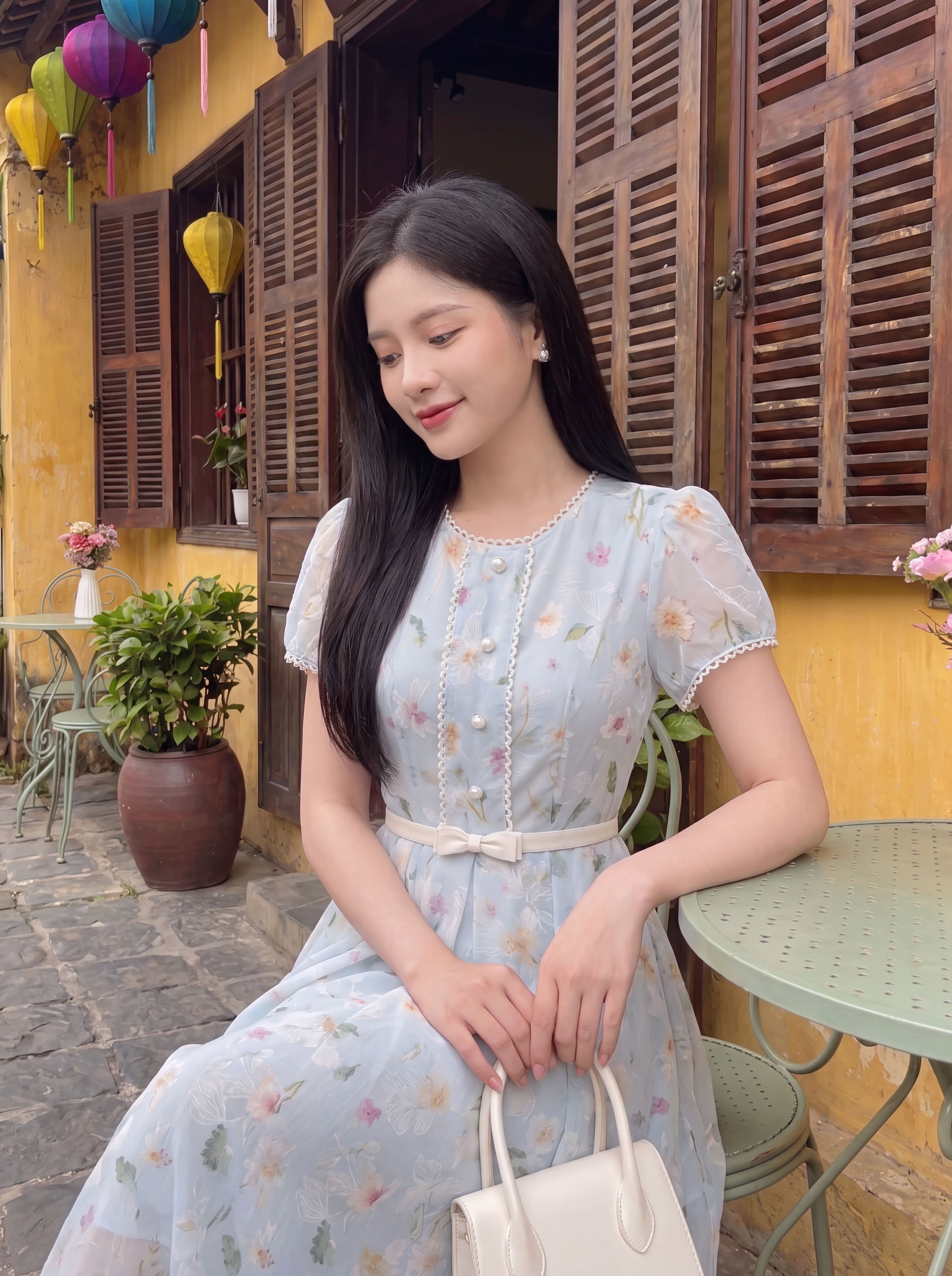 Váy hoa cộc tay nơ eo 606003_thumbnail_3
