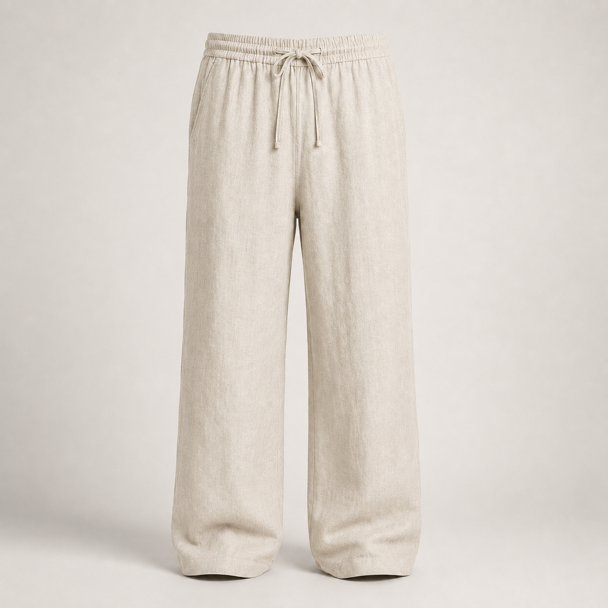 100% PREMIUM LINEN - QUẦN ỐNG RỘNG 24cm - Lưng Thun Dây Rút