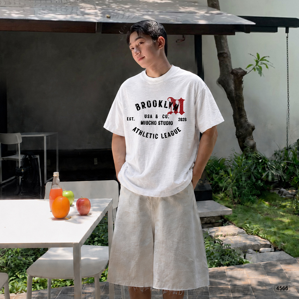 Áo thun boxy cotton xước Miucho phong cách thể thao Mỹ 4566_thumbnail_2