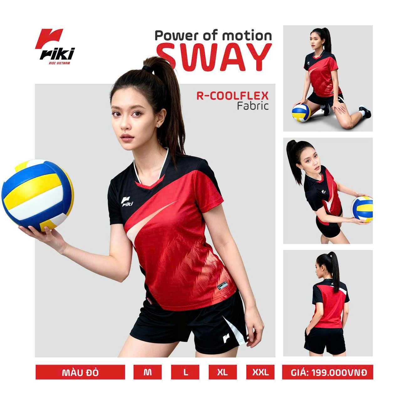 BST Quần Áo Bóng Chuyền Nam Nữ Có Túi Riki SWAY Thun Mè R-Coolflex Thể Thao Đương Đại_thumbnail_9