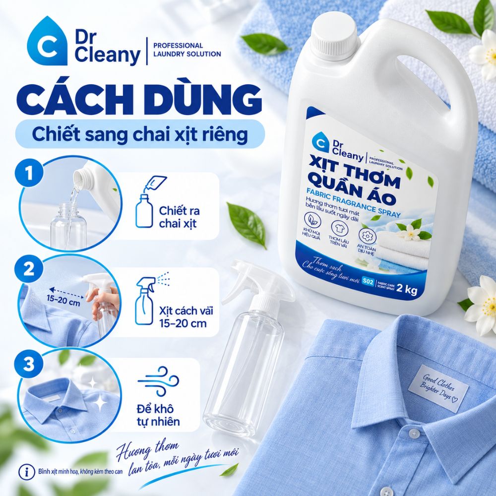 Nước xịt thơm quần áo Dr Cleany 2kg cho tiệm giặt_thumbnail_3