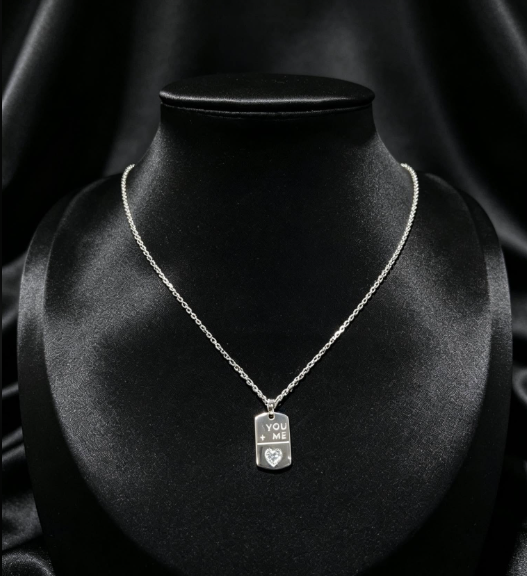 YOU+ME TAG NECKLACE SILVER