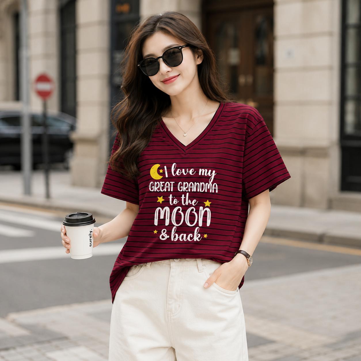 Áo Thun lẻ 356 Cổ tim sọc ngang Free Size 45-75kg Co Giãn 4 Chiều Tôn Dáng Mềm Mịn Thoáng Mát Dễ Phối Phong Cách Borip Quảng Châu Chất Liệu Cao Cấp_thumbnail_9