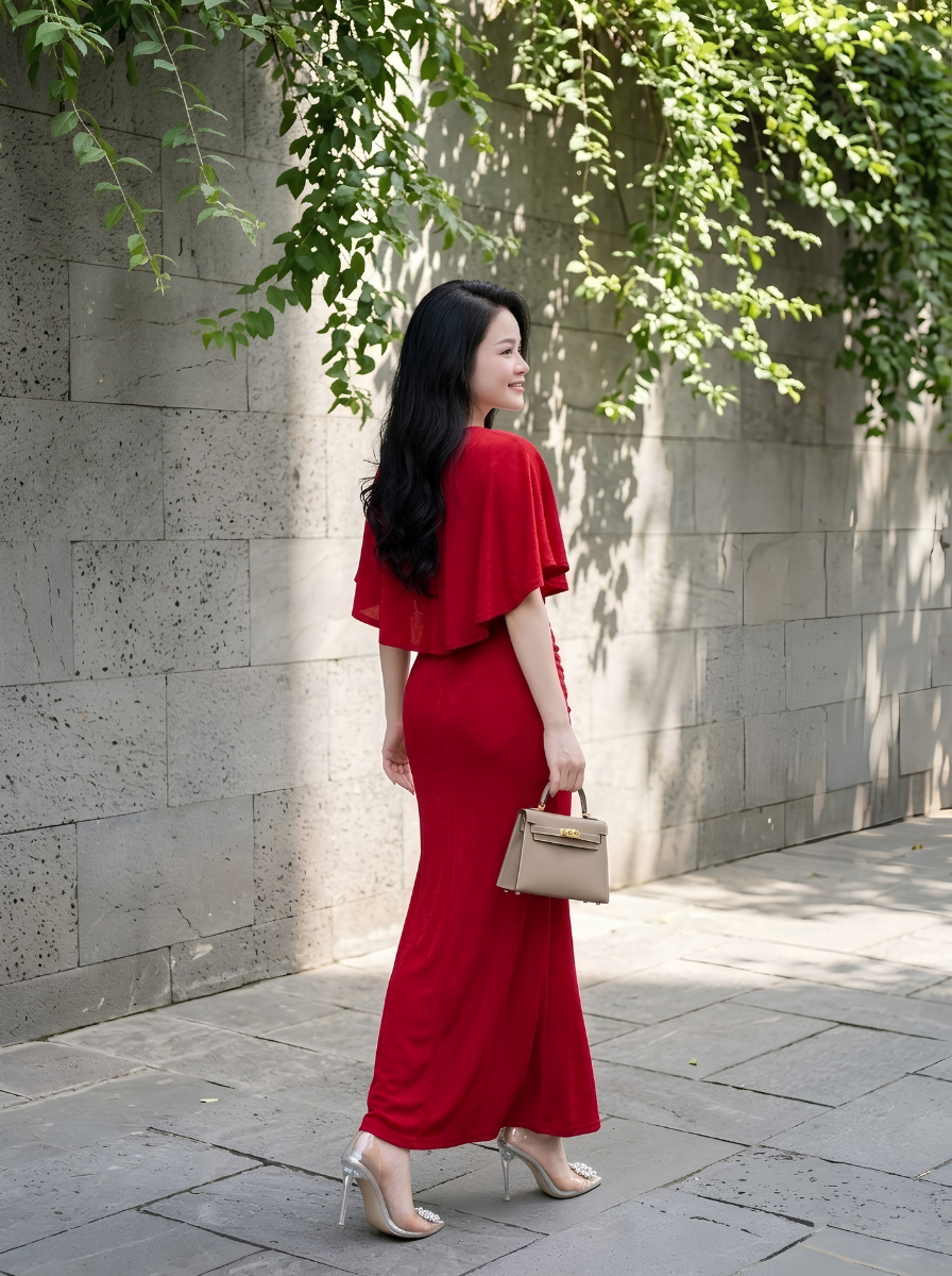 G63 - Đầm Cổ Vuông Tay Choàng Cánh Tiên Cao Cấp_thumbnail_6