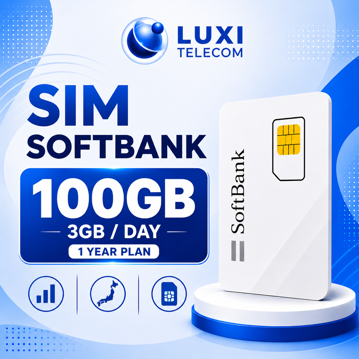 SIM Data SoftBank 100GB 3.3GB/Ngày – Gói 1 Năm