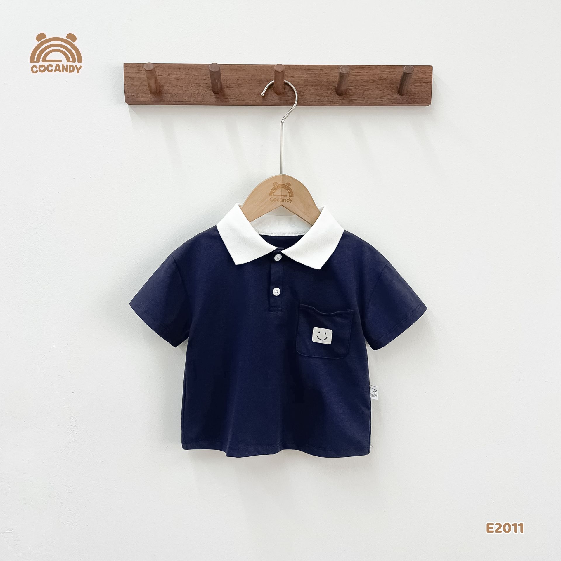 Áo cộc polo XANH THAN phối túi mặt cười_thumbnail_1