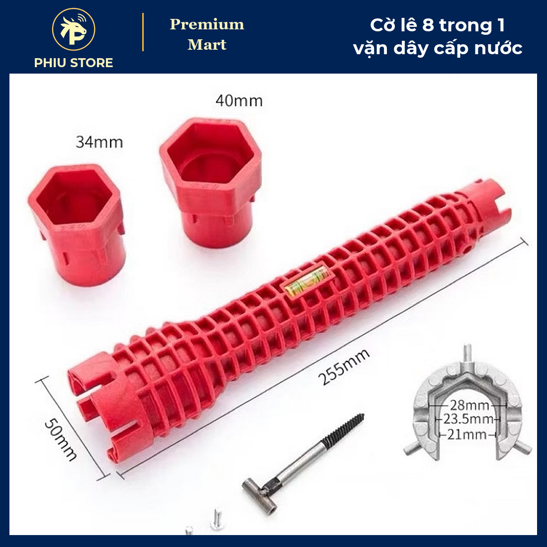 Cờ Lê Đa Năng 8 Trong 1 Vặn Dây Cấp Nước - Tháo Lắp Vòi, Bồn Rửa, Bình Nóng Lạnh Chỗ Hẹp - PHIU STORE_thumbnail_5