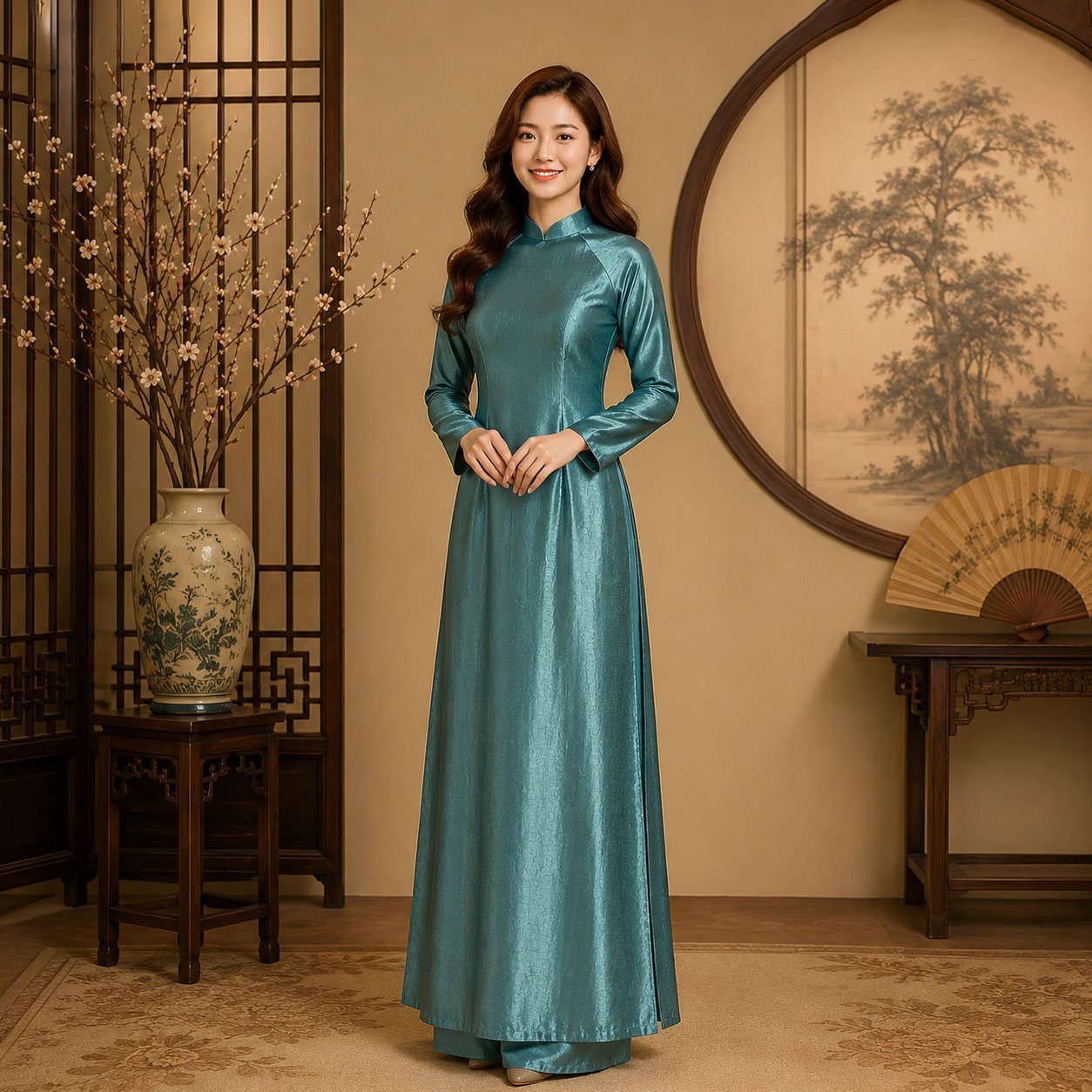 Áo Dài Truyền Thống Nữ Tằm Ánh Cao Cấp Nhiều Màu  TT26-01_thumbnail_16