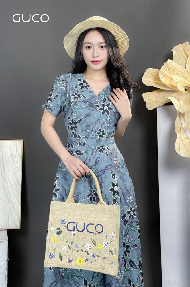 ĐẦM HOA XÒE CỔ THẮT BÍM - XÁM_thumbnail_2