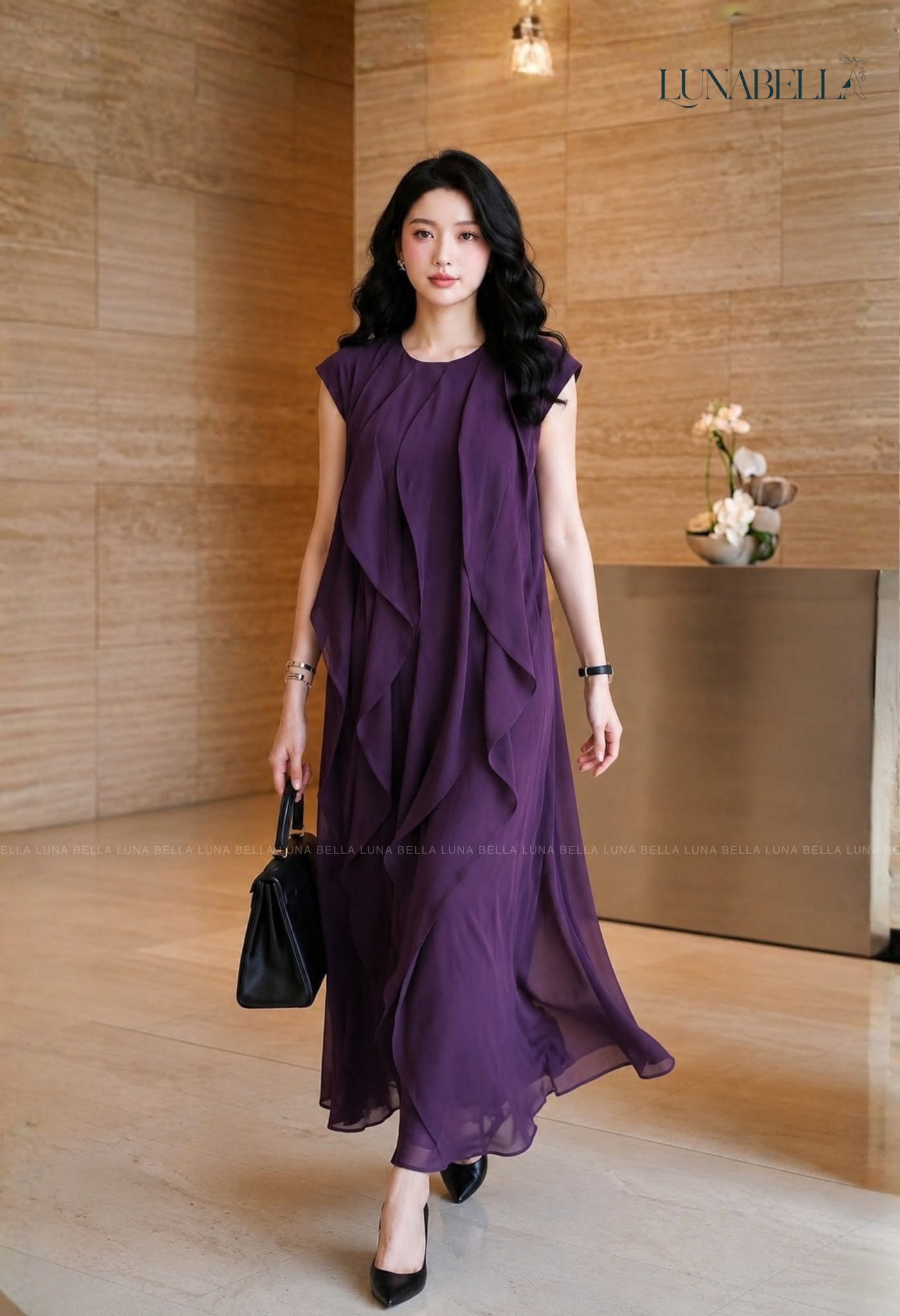 Váy suông dài bèo rủ JOVIE màu TÍM_thumbnail_1