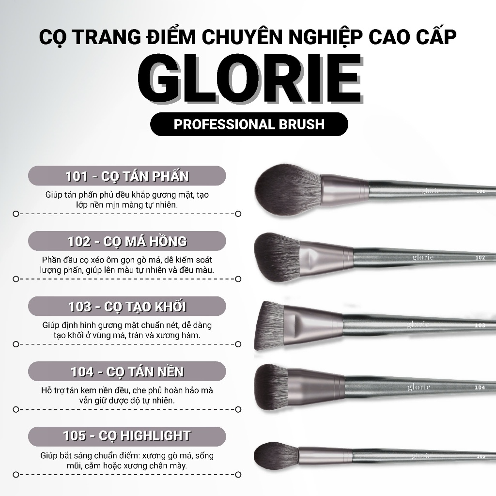 [GLORIE] Cọ trang điểm chuyên nghiệp cao cấp Glorie Professional Brush