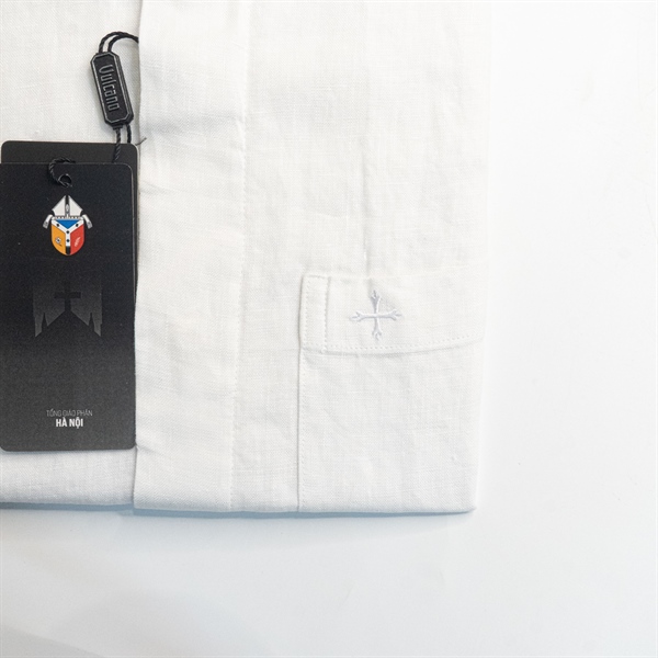Áo sơ mi cổ côn ngắn tay size L màu trắng X 5C_thumbnail_2