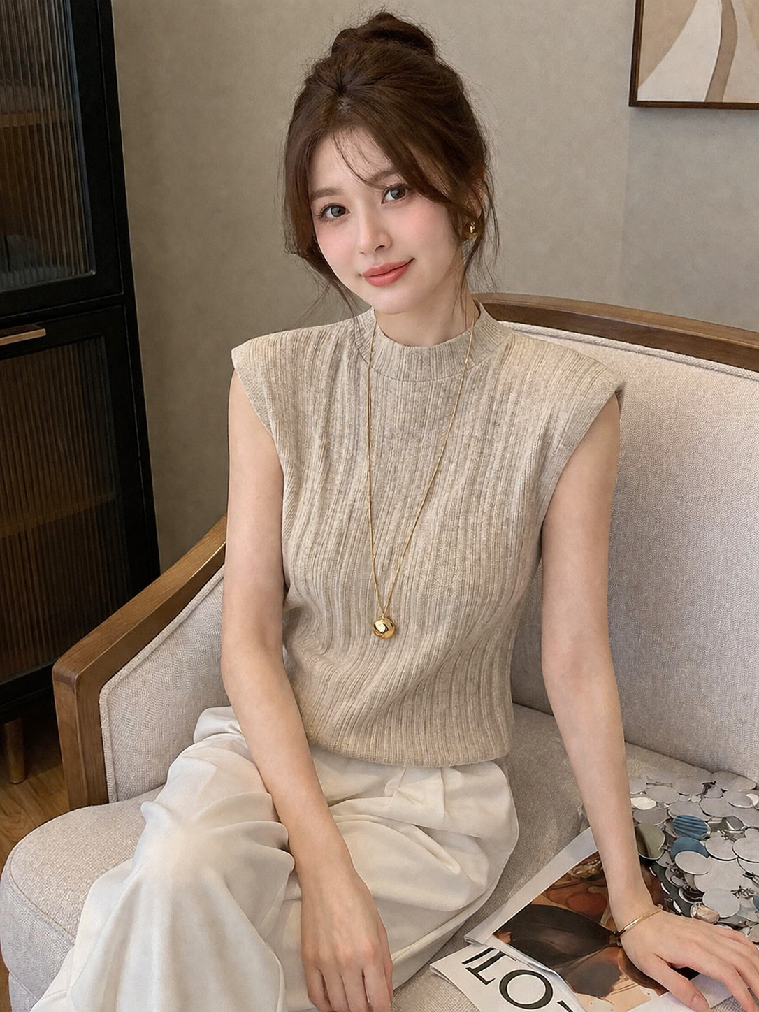 MS NB0303335 : Áo len gân sát nách 