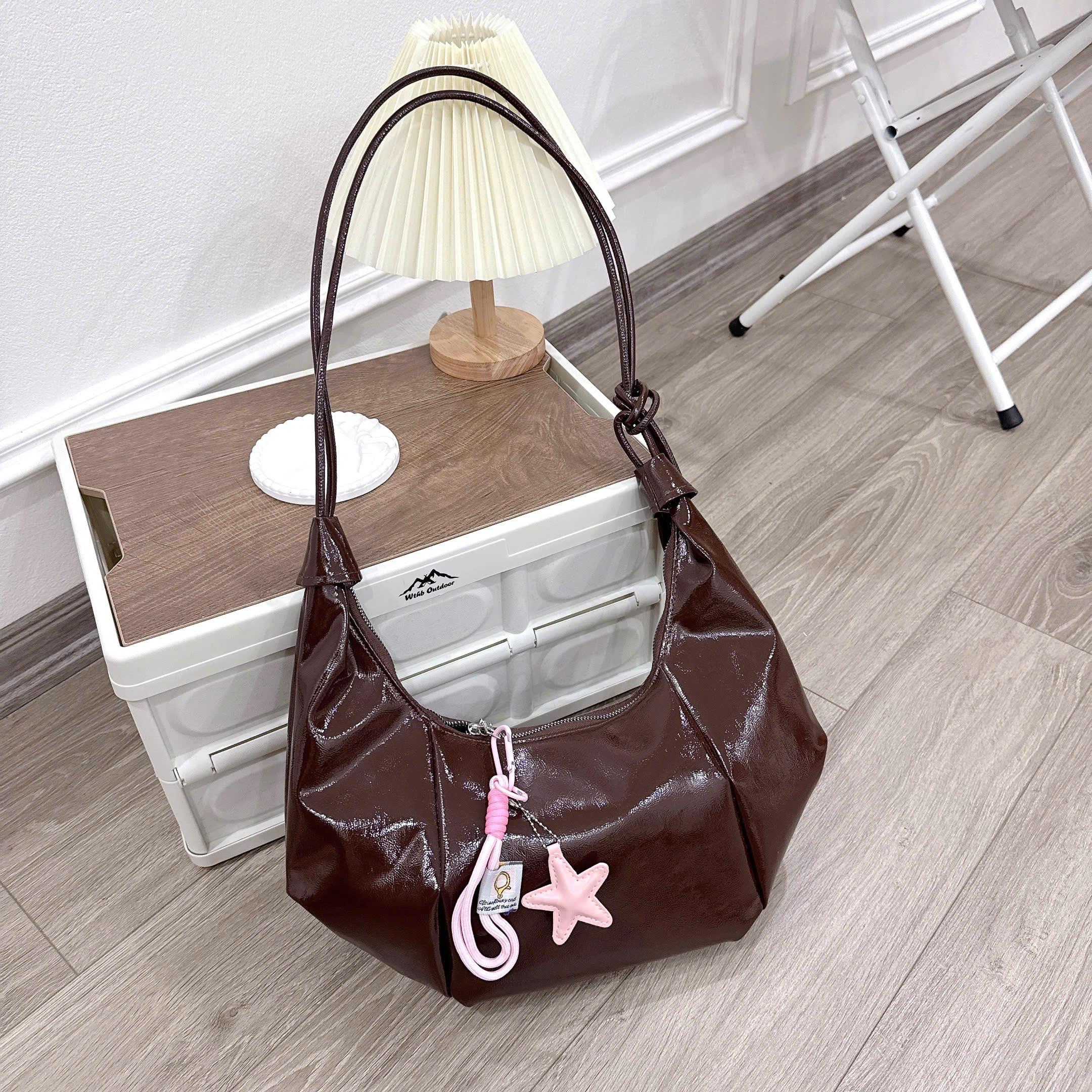 [Tặng Kèm Charm] Túi Kẹp Nách Nữ Dáng Hobo Xếp Nếp Túi Đeo Vai Hình Thuyền Ngôi Sao Hồng CUN517_thumbnail_1