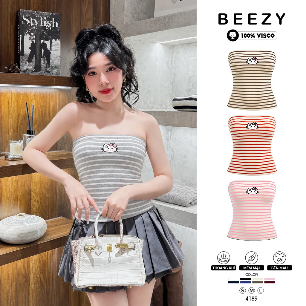 Áo quây ôm body hack dáng kẻ sọc kitty Beezy 4189