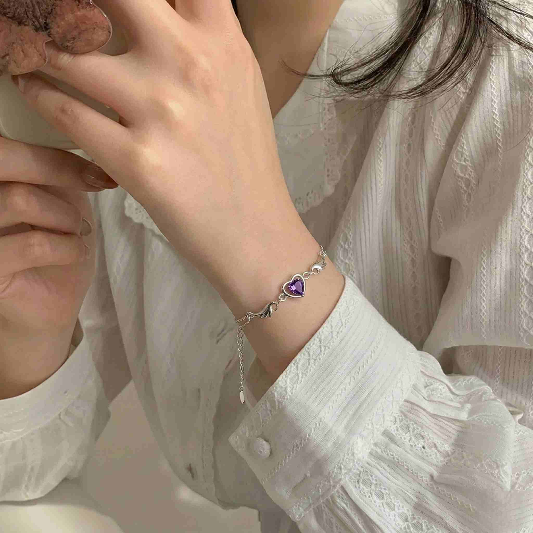 Lắc Tay Bạc Nữ Trái Tim Đôi Cánh S925 Tinh Xảo & Lãng Mạn VDS036_thumbnail_1