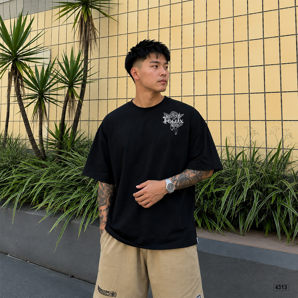 Áo thun nam form rộng Polux tay ngắn cổ tròn in mix 4313_thumbnail_2