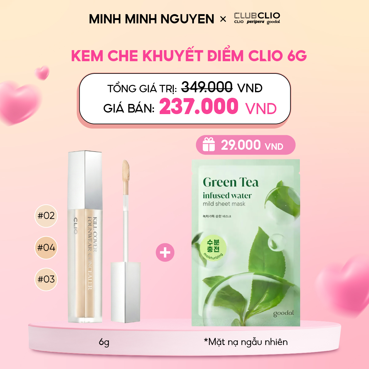 Kem Che Khuyết Điểm Clio (tặng 1 mask Goodal)