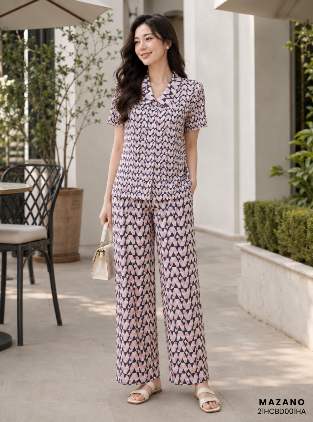Bộ đồ Pijama lụa cộc tay ziczac