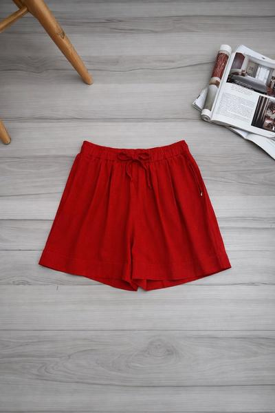 Quần short linen gân lưng thun dây rút_thumbnail_2