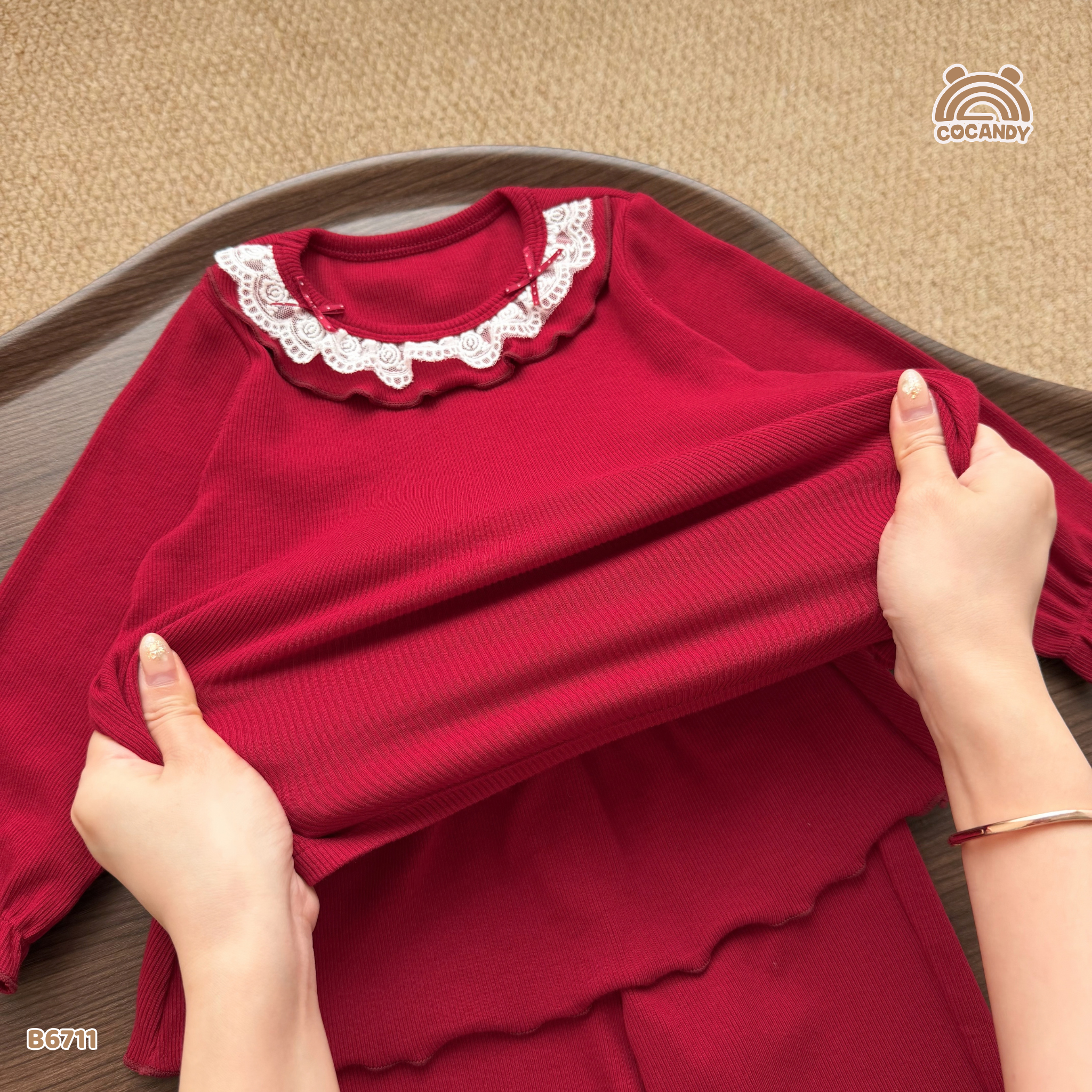 Bộ dài ĐỎ phối vạt quần_thumbnail_5