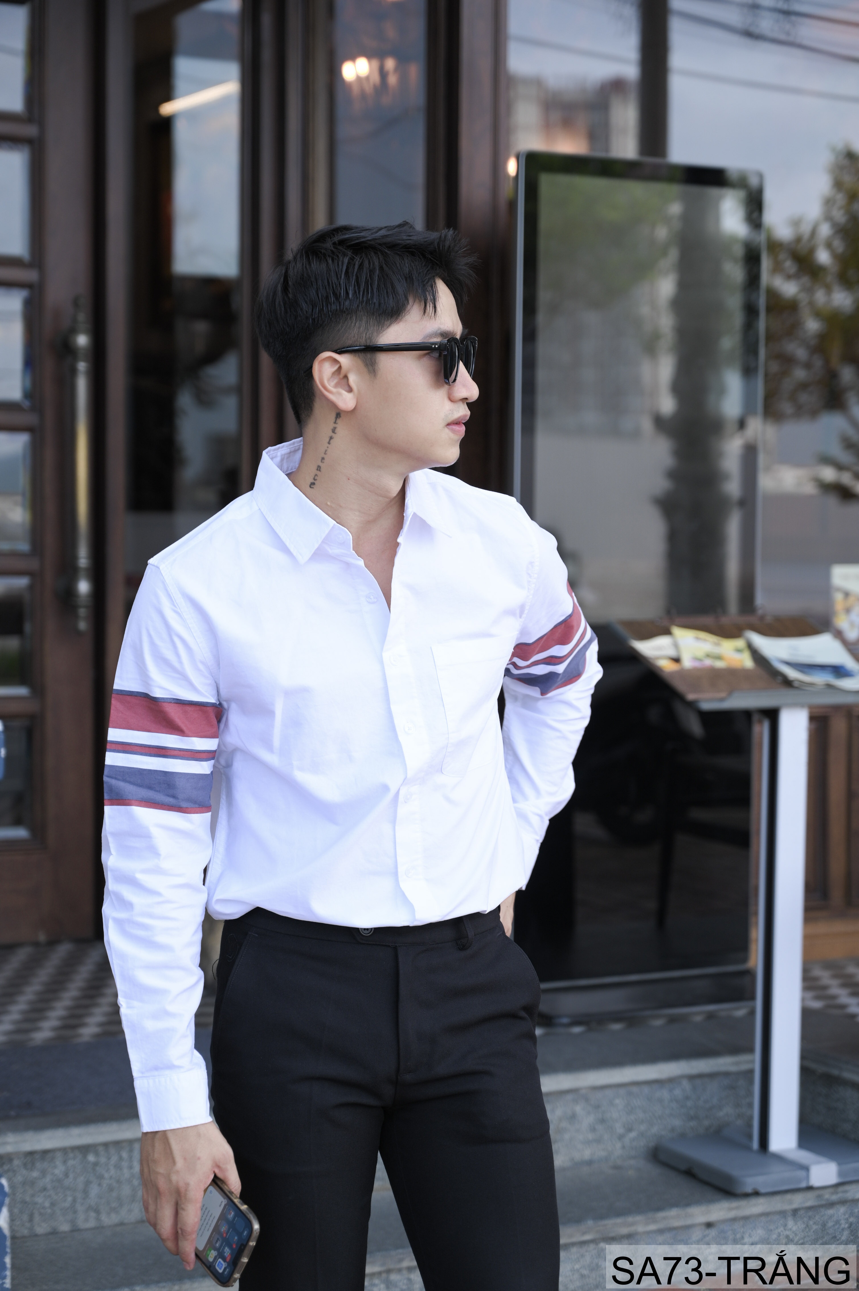 SA73 - Áo sơ mi nam dài tay in sọc tay phong cách Nhật Bản, chất cotton mềm mại, form rộng thoải mái