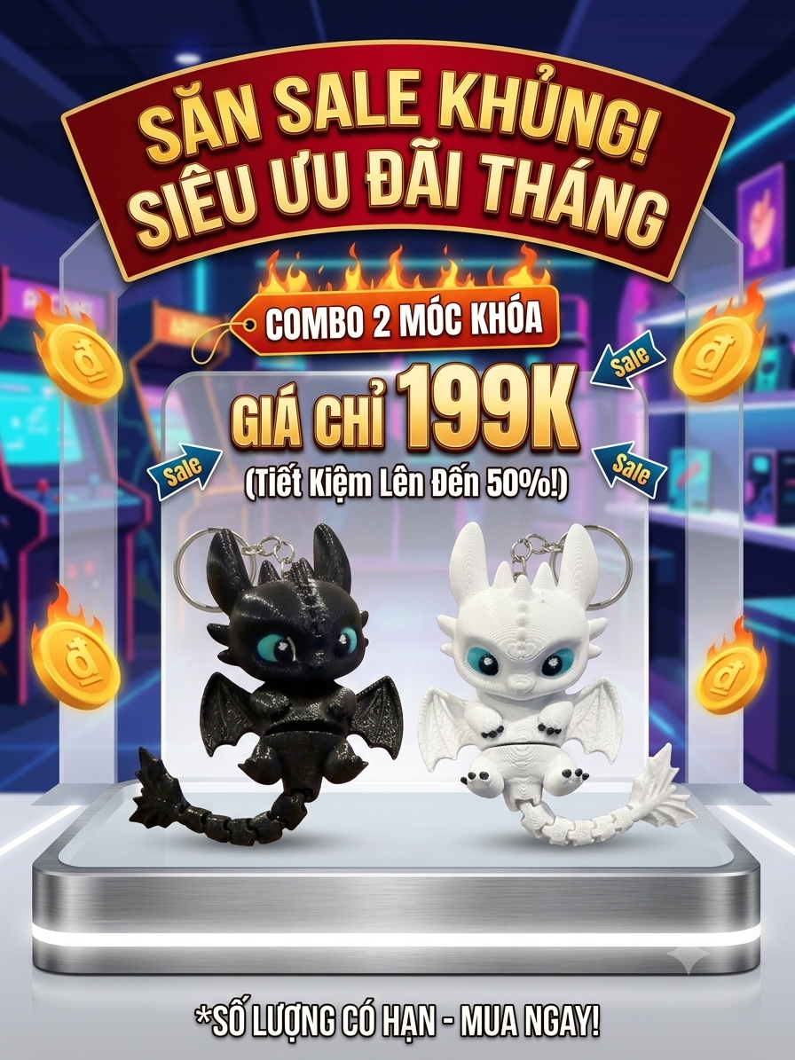Móc khóa Rồng Răng Sún - Màu Black