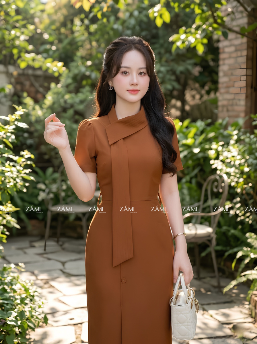 G55 - Đầm Cổ Lệch Cài Nơ Thanh Lịch_thumbnail_9