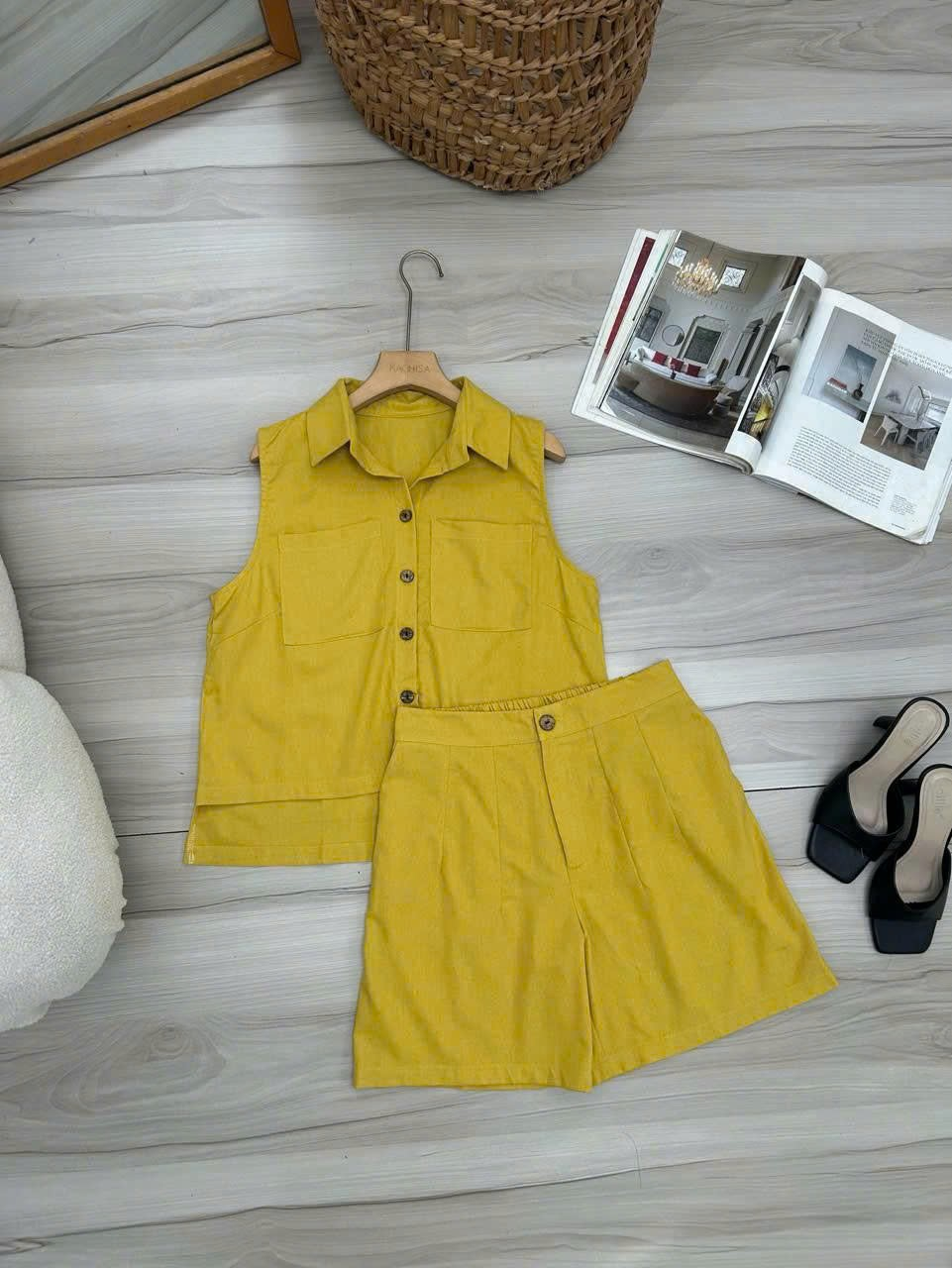 Bộ linen bột đùi áo sơ mi sát nách 2 túi lệch tà_thumbnail_19