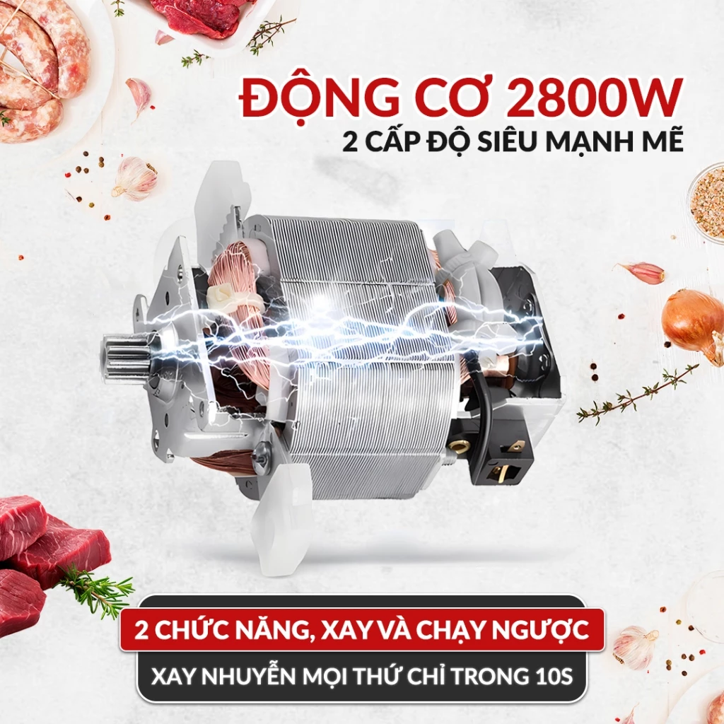 Máy xay thịt công nghiệp, máy làm xúc xích VENKO MG2800 -  Công suất 2800W - Xay thịt, giò chả nhồi xúc xích 2in1 - Giá rẻ_thumbnail_4