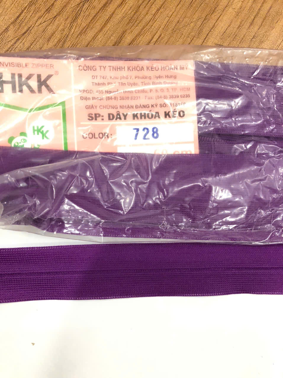 DÂY KÉO TÍM CẨM 728 -60CM